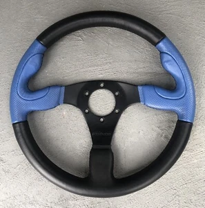 Ichibahn Blue Leather Race Steering Wheel 340mm 13.5” - Picture 1 of 5