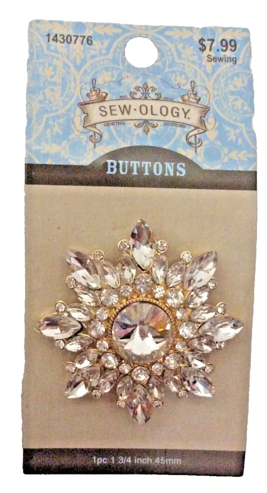 Sew-ology Gold Rhinestone Burst Shank Button 45mm - Image 1 of 1
