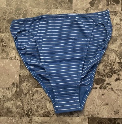 NWOT LILY OF FRANCE MEDIUM BLUE WHITE STRIPE VINTAGE RARE HIGH LEG BRIEF PANTIES - Image 1 of 4