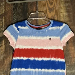 Tommy Hilfigers Girls Dress Red White Blue And Pink T-shirt Size Medium 8/10 - Picture 1 of 5