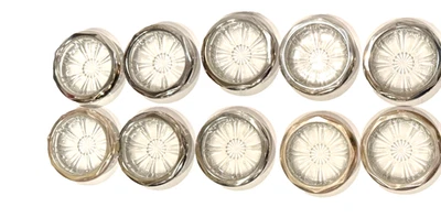 Juego de 10 Posavasos Vintage Plateados con Borde Corte Starburst Patrón de Vidrio Italia Foto 1 de 4