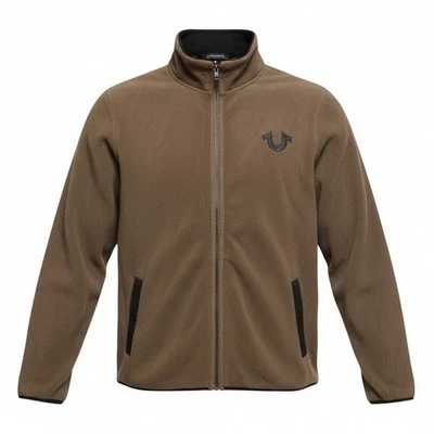 Chaqueta True Religion Para Hombres Marrón Polar con Cremallera Logo Bolsillos Talla Grande Foto 1 de 4