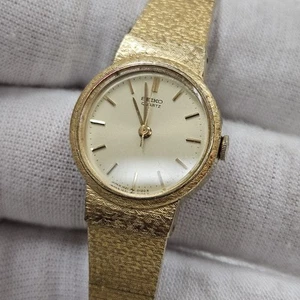 Vimtahe Seiko 1421-0040 Analog Quartz Ladies Dress Watch Gold Tone Japan Repair - Picture 1 of 9