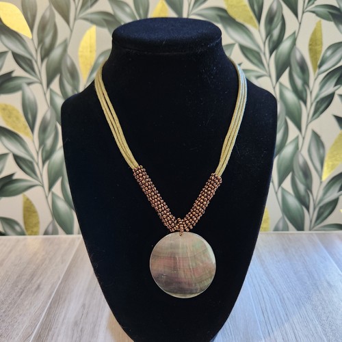 VETEMENTS Ciondolo Lia Sophia Abalone conchiglia semi perline vintage raccolta luna boho iridescente