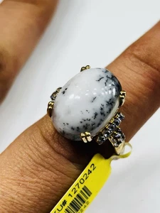 TJC gilded silver ring UK size P with dendritic opal and tanzanites new with tag - Picture 1 of 5
