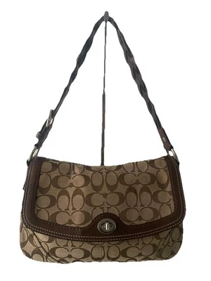 Bolso de Hombro Coach Chelsea Signature 11014 Correa Trenzada Cuero Jacquard Marrón Foto 1 de 4