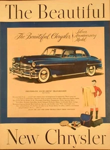1949 The Beautiful Chrysler Blue Vehicle Print Ad Post WWll Fluid Drive - Picture 1 of 1