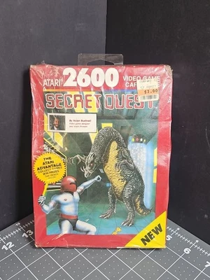 Secret Quest (Atari 2600, 1989) Game, Box & Manual - CIB Sealed Box Damage Worn - Image 1 of 4