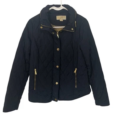 Michael Kors Navy Quilted Jacket Navy M Classic Warm Cozy - Изображение 1 из 4