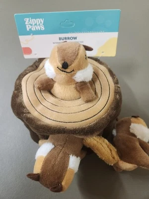 Brand New Dog Toy Burrow Interactive Puzzle 3 Squeeky Chipmunks Zippy Paws - Image 1 of 3