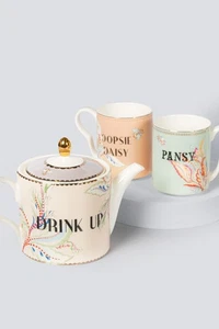 Floral Teapot & 2 Small Mugs Set - Picture 1 of 8