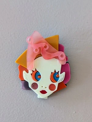 Modernist Arcrylic Cute Tinkerbell Fairy Elf Brooch Pin - Image 1 of 4