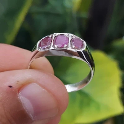 Natural Red Ruby Stones pigeon Blood Red Ruby Band Sterling Silver 925 Handmade - Image 1 of 4