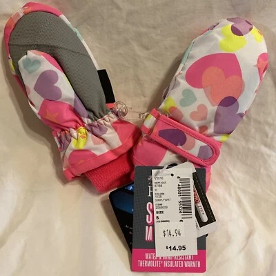 TCP NIÑA RESISTENTE AL AGUA TERMOLITE INVIERNO ESQUÍ NIEVE GUANTES GUANTES S 12-24 MESES Foto 1 de 4