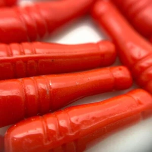 Cuentas de tubo de vidrio checo botella roja cereza opaca de colección década de 1970 (7x27 mm) (RCG95) - Imagen 1 de 10