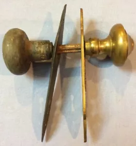 Vintage Brass & Steel Door Handle Set With 2 Backplates & Spindle - Picture 1 of 6
