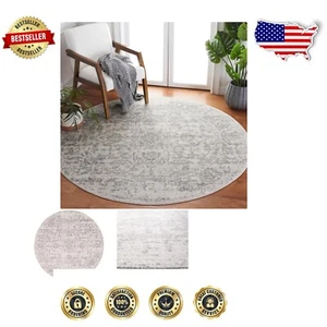 Stylish 11' Round Area Rug - Durable Silver/Ivory Snowflake Medallion Pattern - Picture 1 of 4