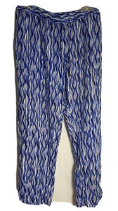 Emaline Woman Lounge Pullon Pants Rayon Blue White Elastic waist  Capri Size 1X - Picture 1 of 10