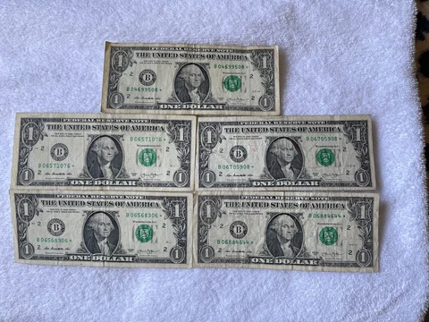 2013 B $1 One Dollar Duplicate Star Error Note Serial Number (Special 5 Pc Deal) Cover