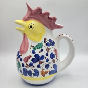 Deruta Italy Rooster Pitcher 9" Sberna Hand Painted Dipinto A Mang - Imagen 1 de 9
