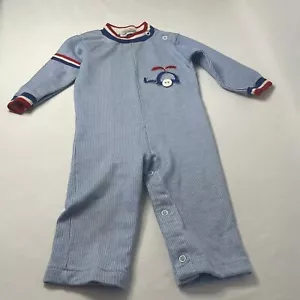 Mono bebé vintage Health-tex rayas azules helicóptero talla 18 meses - Imagen 1 de 16