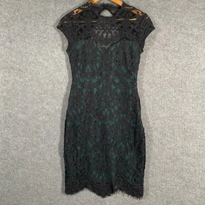 Lipsy London Dress Womens 10 Green Lace Pencil Eyelash Lace Evening Formal 4O - Picture 1 of 16