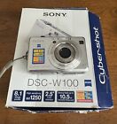 Sony Cyber-shot DSC-W100 Digital Camera w/ Box, Carrying Case, & Instructions