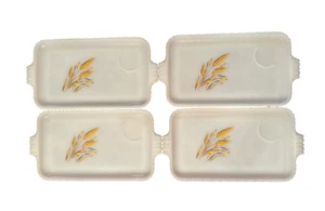 Vintage Fire King Anchor Hocking Milk Glass Wheat Snack Plate Set Of 4 - Picture 1 of 10
