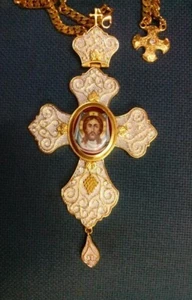 Chapado en Oro Cruz Pectoral Clero Cristiano Episcopal Colgante Obispo Abad Nuevo - Imagen 1 de 1