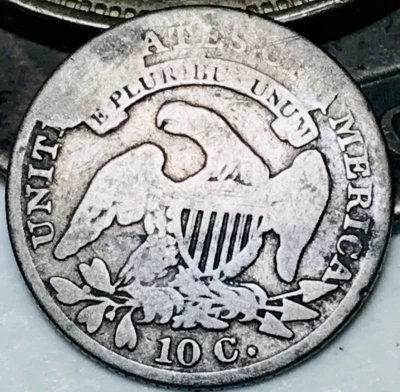 1833 Capped Bust Dime 10C Ungraded HUGE CUD 90% Silver US Type Coin CC25598 - Image 1 of 4