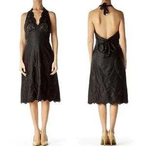 White House Black Market Halter Peek-a-Boo Eyelet Flattering Dress Size 8 - Picture 1 of 12