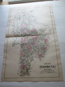 ONE (1) 1887-1888 ANTIQUE MAP STUART'S MAINE ATLAS, OKFORD COUNTY, LINCOLN, +++ - Picture 1 of 5