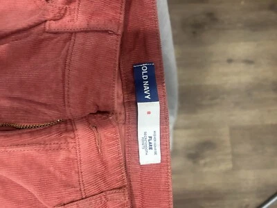 Pantalones OLD NAVY Mujer 22 Pana Tiro Alto Acampanado Cremallera Frontal Rosa Salmón Nuevos con Etiquetas Foto 1 de 4