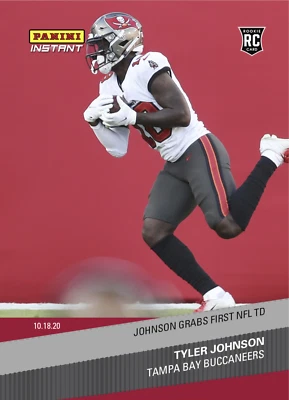2020 TYLER JOHNSON GRABS FIRST NFL TOUCHDOWN PANINI INSTANT BUCS ROOKIE CARD #80 - Image 1 of 2