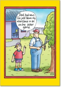 NobleWorks 0123"Online Poker Game" Funny Father's Day Card - Picture 1 of 2