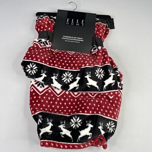 Elle Home 60x70" Oversized Plush Throw Blanket Christmas Raindeer Red/Black