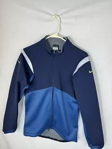 Nike Cycling Jacket Women's Medium Athletic Full Zip Blue Swoosh Lightweight - Picture 1 of 5