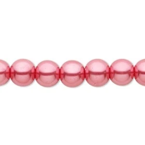 2 Strands Bright Pink 8mm Round Glass Pearl Beads with 1.1-1.4mm Hole *  - Picture 1 of 1