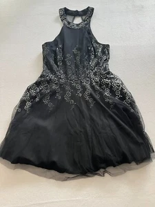 Teeze Me Ball Gown Dress Womens Size 7 Black Halter Sleeveless Sequins Lined - Picture 1 of 13