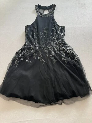 Vestido de baile Teeze Me para mujer talla 7 negro halter sin mangas forrado con lentejuelas Foto 1 de 4