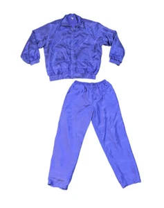 Conjunto de chaqueta y pantalones de chándal vintage años 90 Fuda 100 % seda floral púrpura talla XL - Imagen 1 de 11