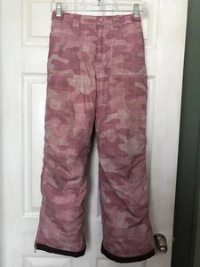 LL Bean Snow Girls Winter Pants Kids Thinsulate Pink Camouflage Plaid Youth - 12 - Picture 1 of 9