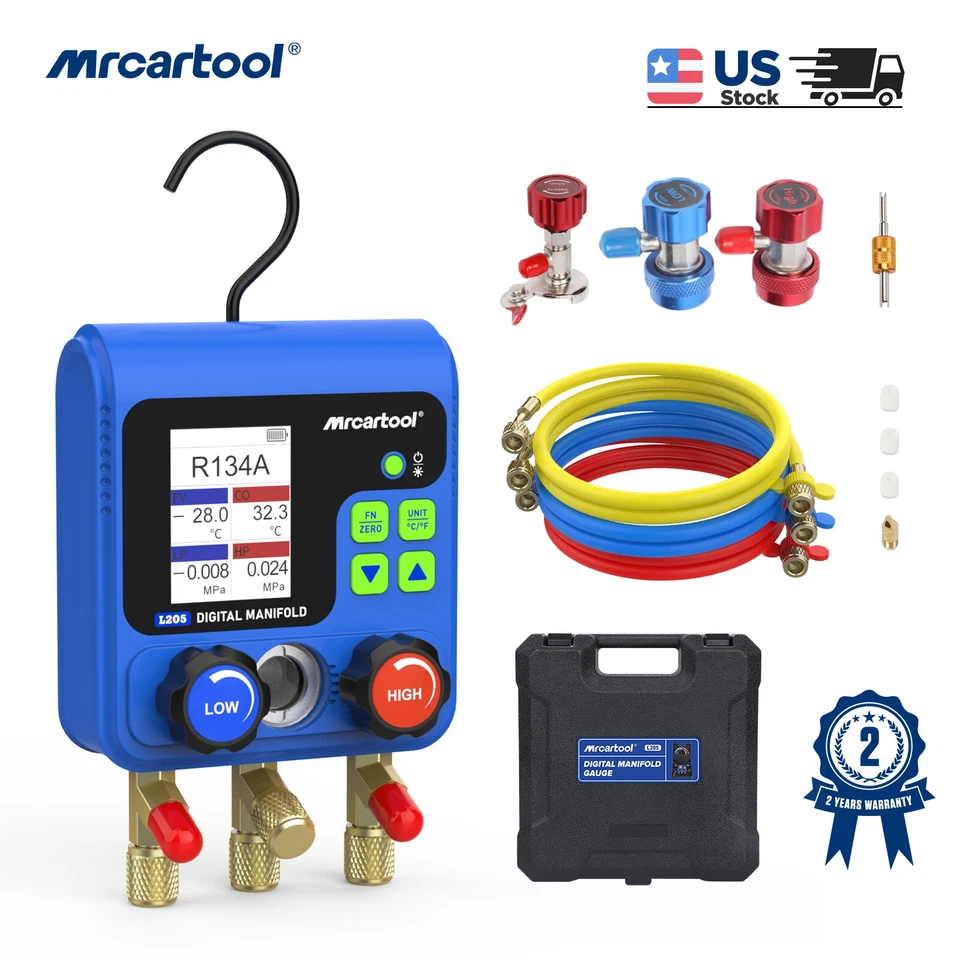 Probador digital de aire acondicionado para automóvil con medidor de refrigerante HVAC MRCARTOOL L205 R134A Foto 1 de 1