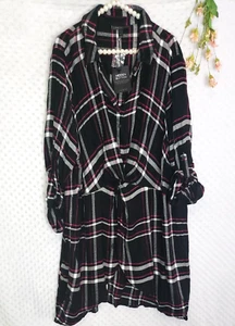 Lane Bryant 24 Tunic Top NWT $59 Plaid High Low Long Duster Shirt Twist Front - Picture 1 of 9