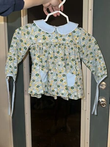 Busy Bee Smocks Girls Dress 4t Floral Pattern Cute With Pockets 100% Cotton  - Picture 1 of 8