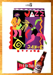 BUDWEISER BEER—JAZZ DANCE BY ARTIST ALEX BOIES—VINTAGE 1992 EBONY MAGAZINE AD - Picture 1 of 1