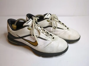 Nike Air Academy Men's Golf Shoes 379224-171 White Black Gold Swoosh Size 10.5 - Picture 1 of 9