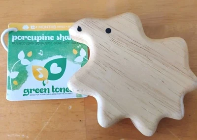 Baby Wooden Musical Shaker Rattle by Greentones Porcupine Shape 12+ Months NEW - Image 1 of 4
