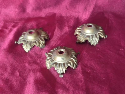 3 cache douilles,bronze,lustre lampe art deco,nouveau, muller,degue - Photo 1/4