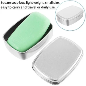  2 Pcs Aluminum Soap Holder Case Travel Container Square for Traveling - Foto 1 di 12
